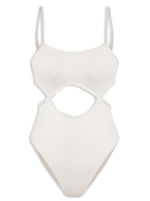 Maiô Fendas Recortes Nervuras - Off White