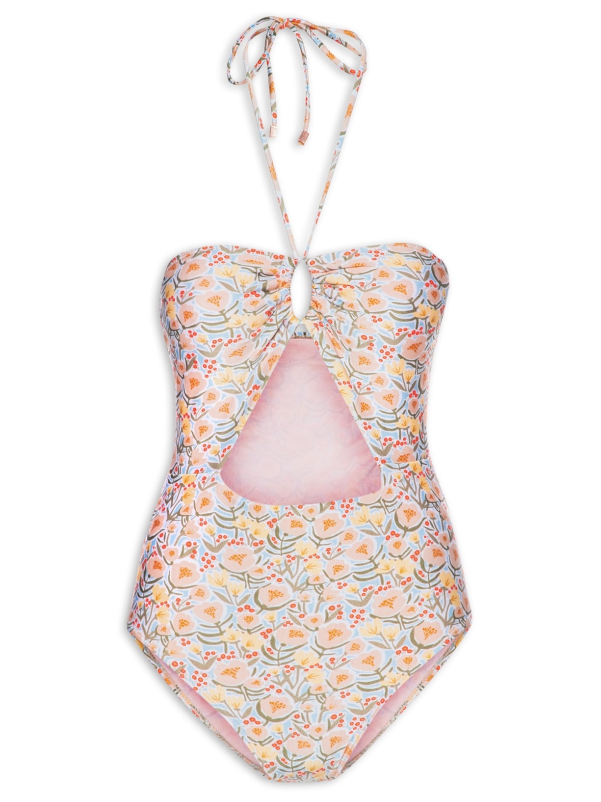 Maio Floral Com Abertura No Centro - Azul