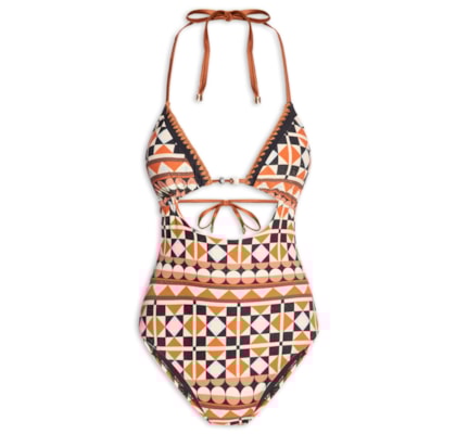 Maiô Frente Única Estampado - Preto