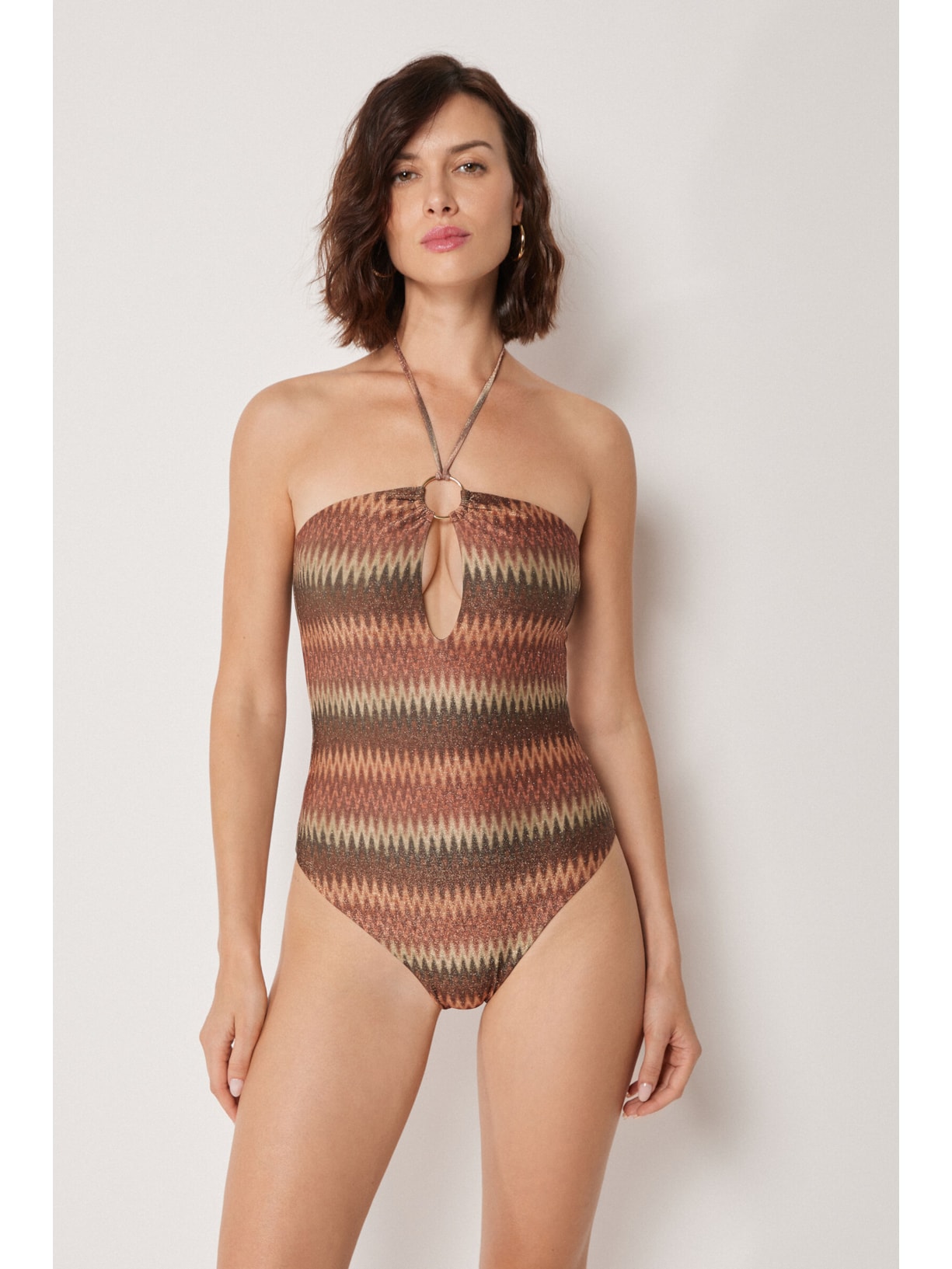 Maiô Golden Chevron Marrom Calzedonia