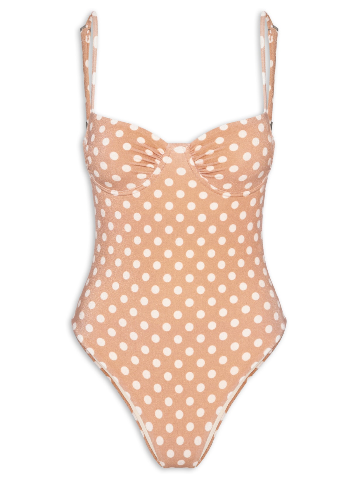 Maiô Greta Estampado Poá Marrom Shop2gether + August Swim