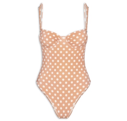 Maiô Greta Estampado Poá - Marrom