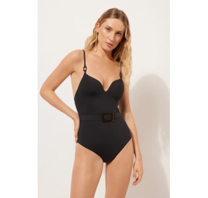 Maiô Heart Neckline Black - Preto