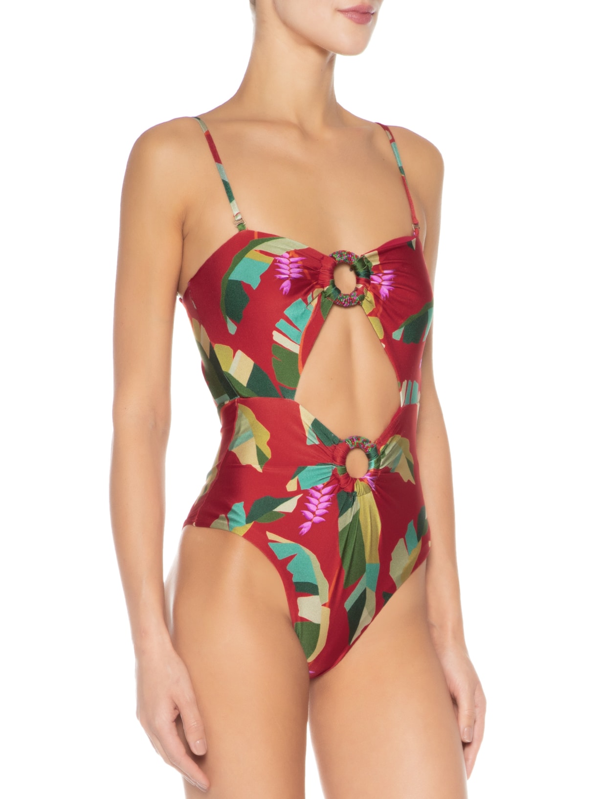 Maiô Heliconia Vermelho Farm Praia