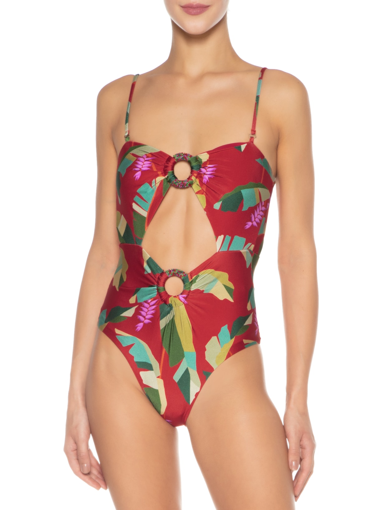 Maiô Heliconia Vermelho Farm Praia