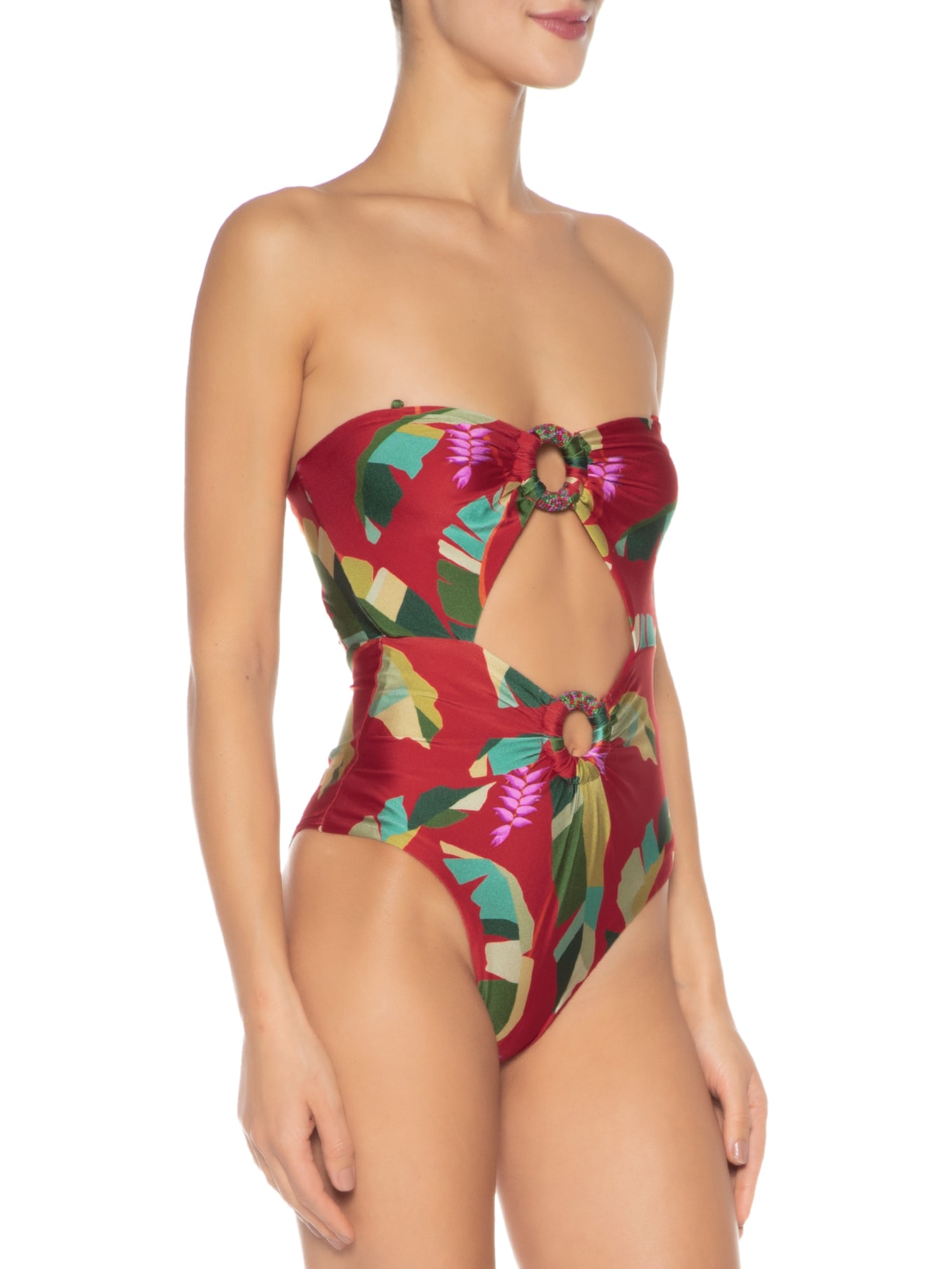 Maiô Heliconia Vermelho Farm Praia