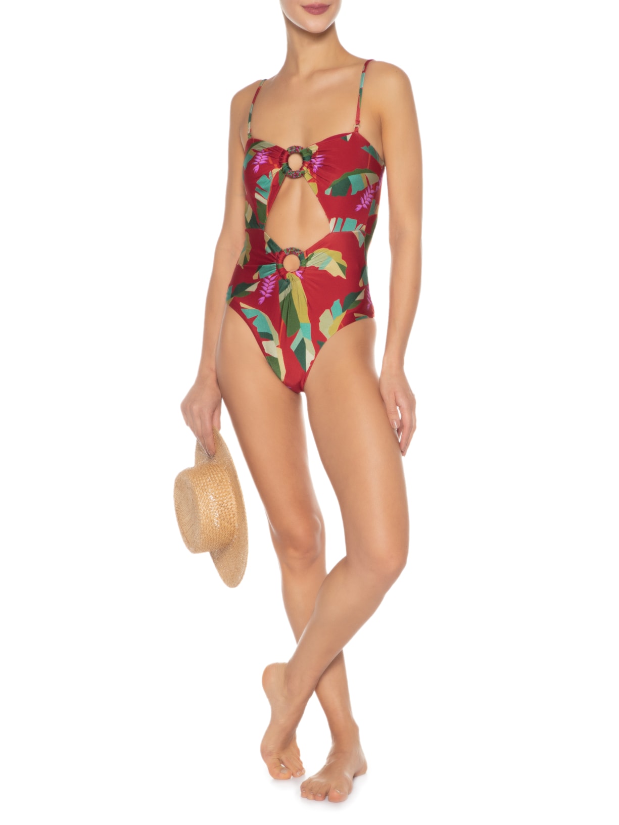 Maiô Heliconia Vermelho Farm Praia