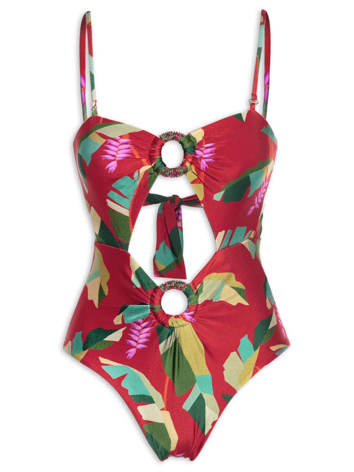 Maiô Heliconia Vermelho Farm Praia