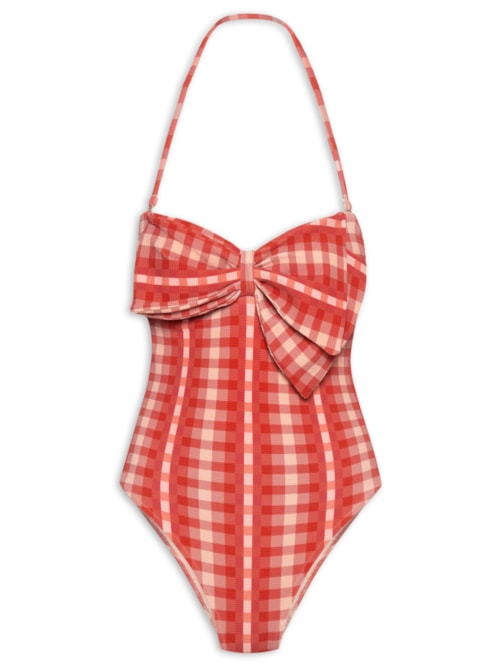 Maiô Laço Xadrez Trancoso - Vermelho