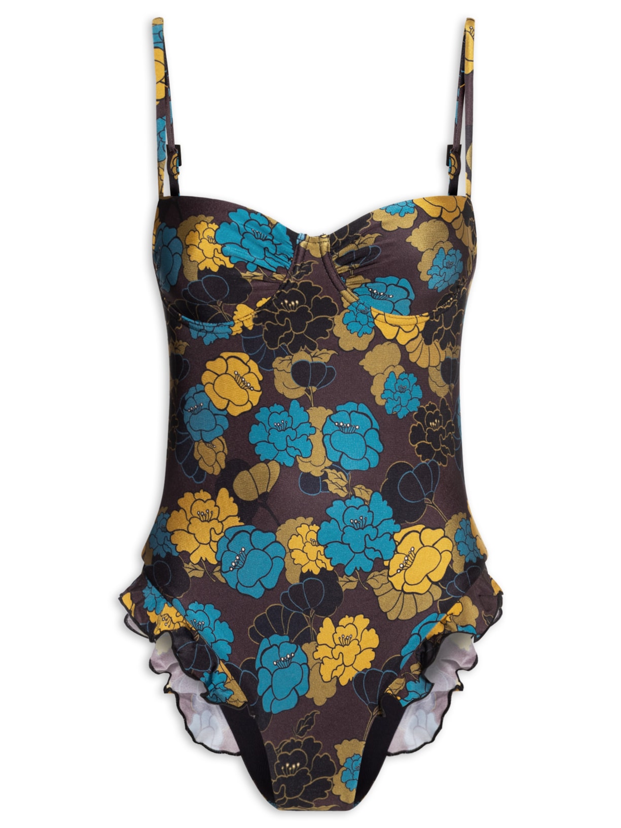 Maiô Liz Floral Bloom Azul August Swim