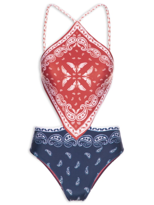 Maiô Localizado Bandana Jardim – Vermelho
