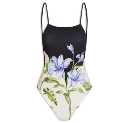 Maiô Localizado Céu De Flor - Preto