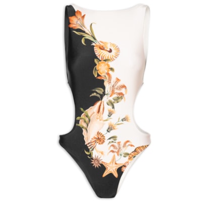 Maiô Localizado Concha Surreal - Preto