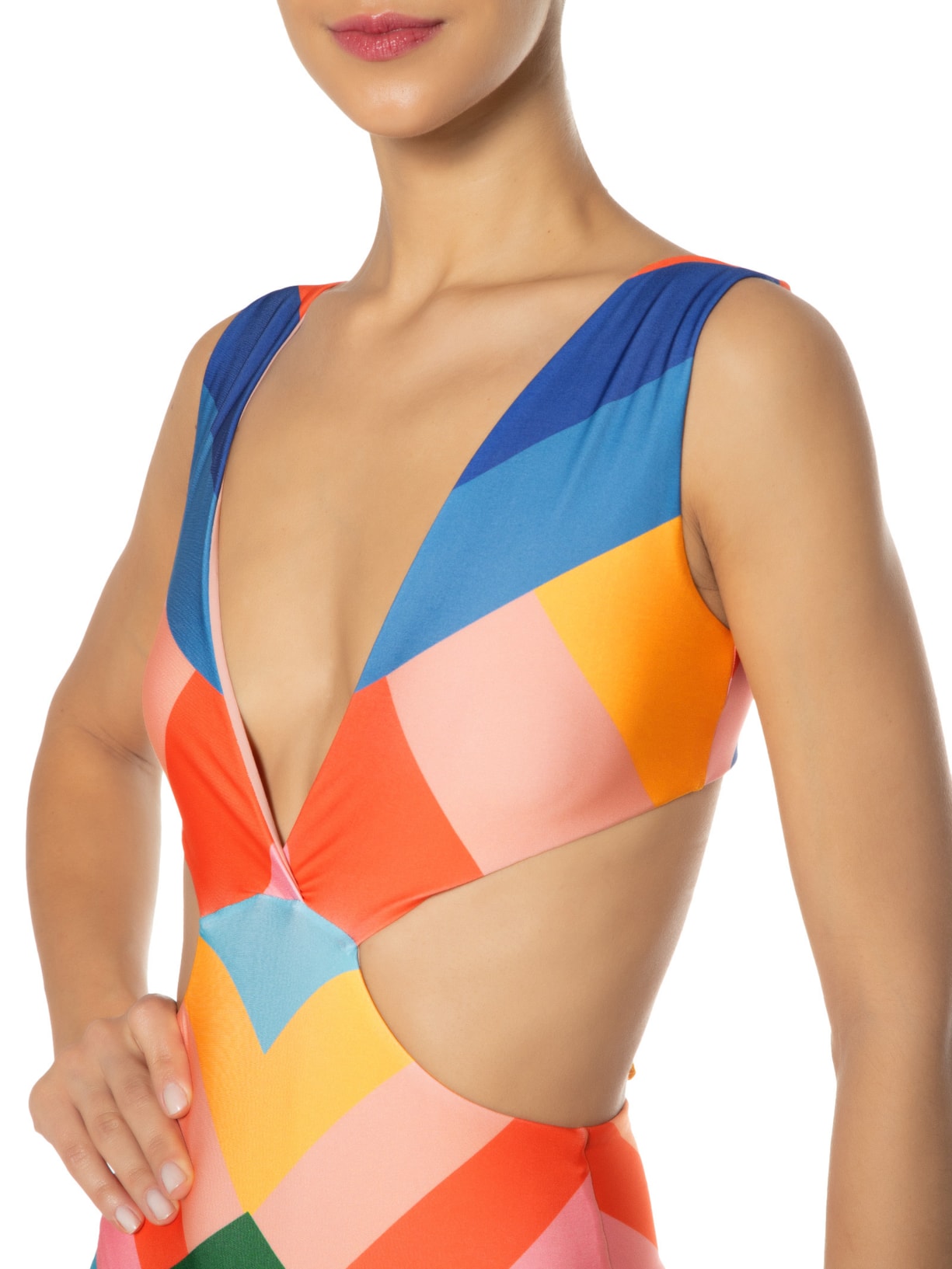 Maiô Localizado Listra Amanda Laranja Farm Praia