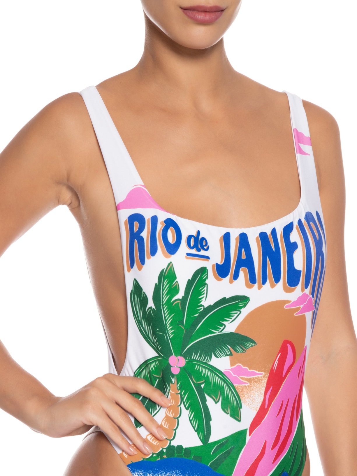 Maiô Localizado Poster Carioca Branco Farm Praia