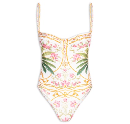 Maiô Meia Taça Localizado Floral Nusa - Off White