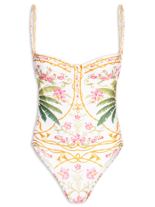 Maiô Meia Taça Localizado Floral Nusa - Off White