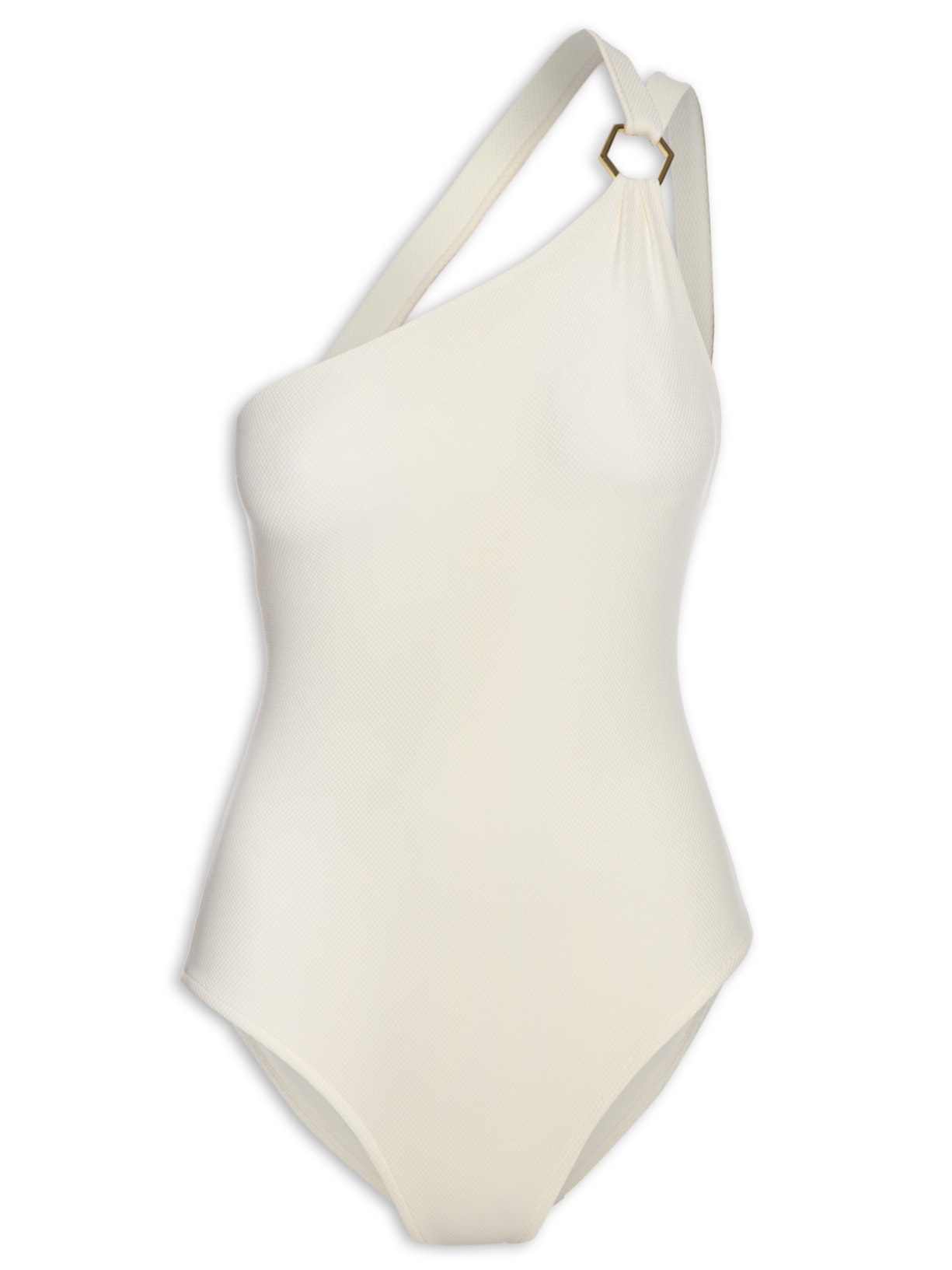 Maiô Ombro Tiras Colmeia - Off White