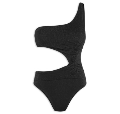 Maiô Ombro Único Com Abertura Lateral - Preto