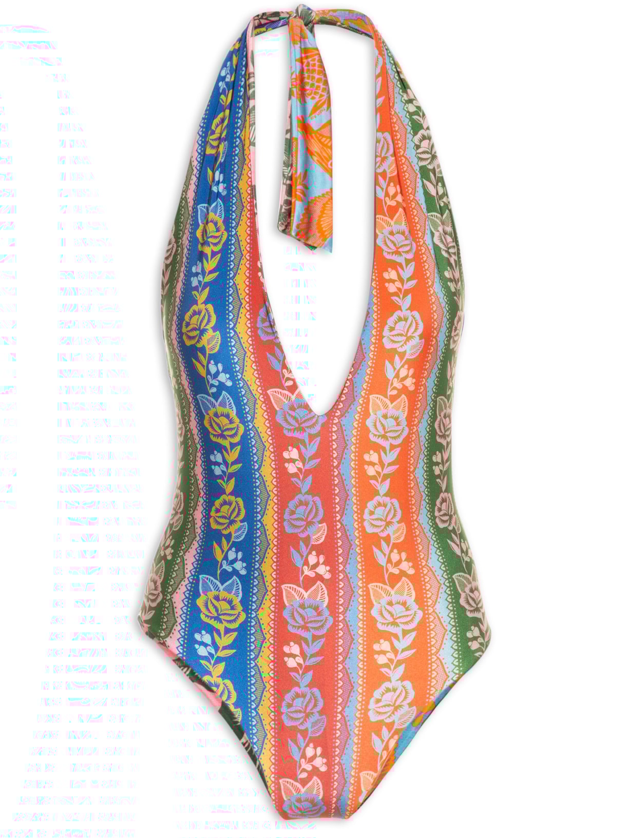 Maiô Patch Double Floral Renda - Azul