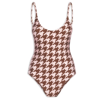 Maiô Pied De Poule - Marrom