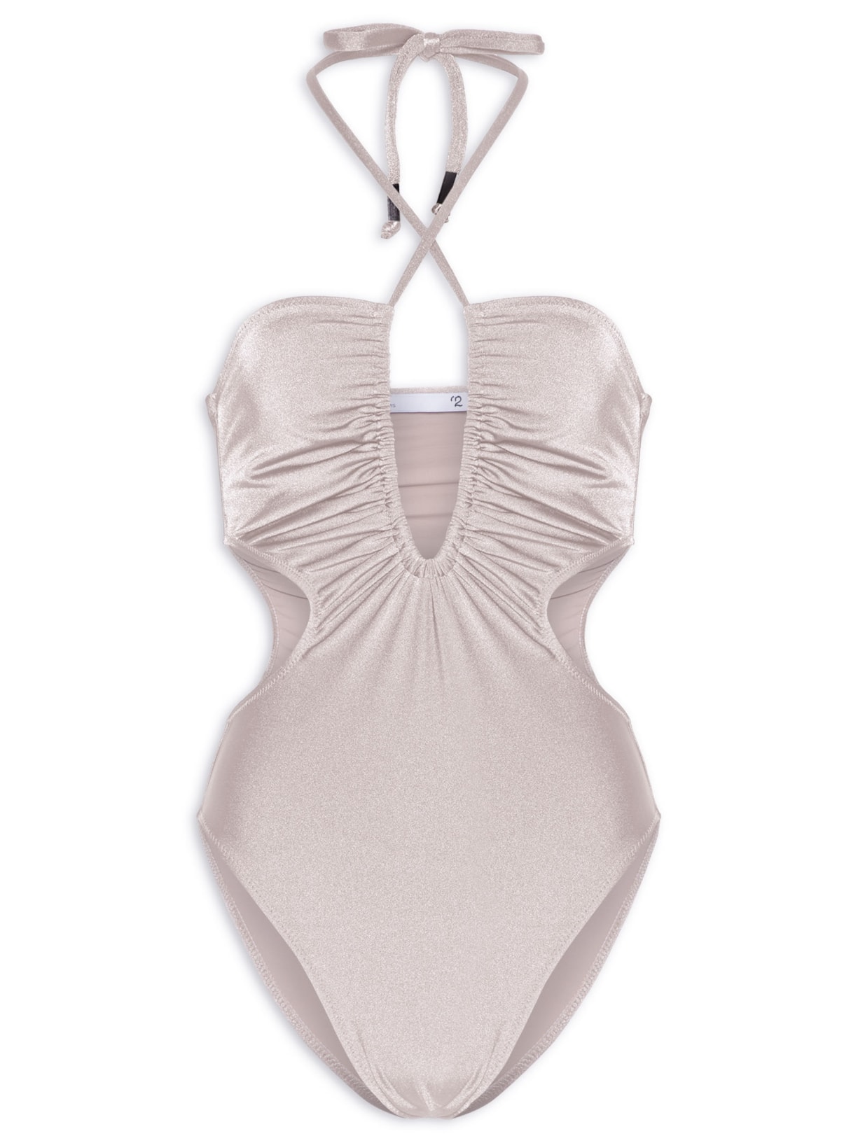 Maiô Recortes E Decote Profundo - Bege