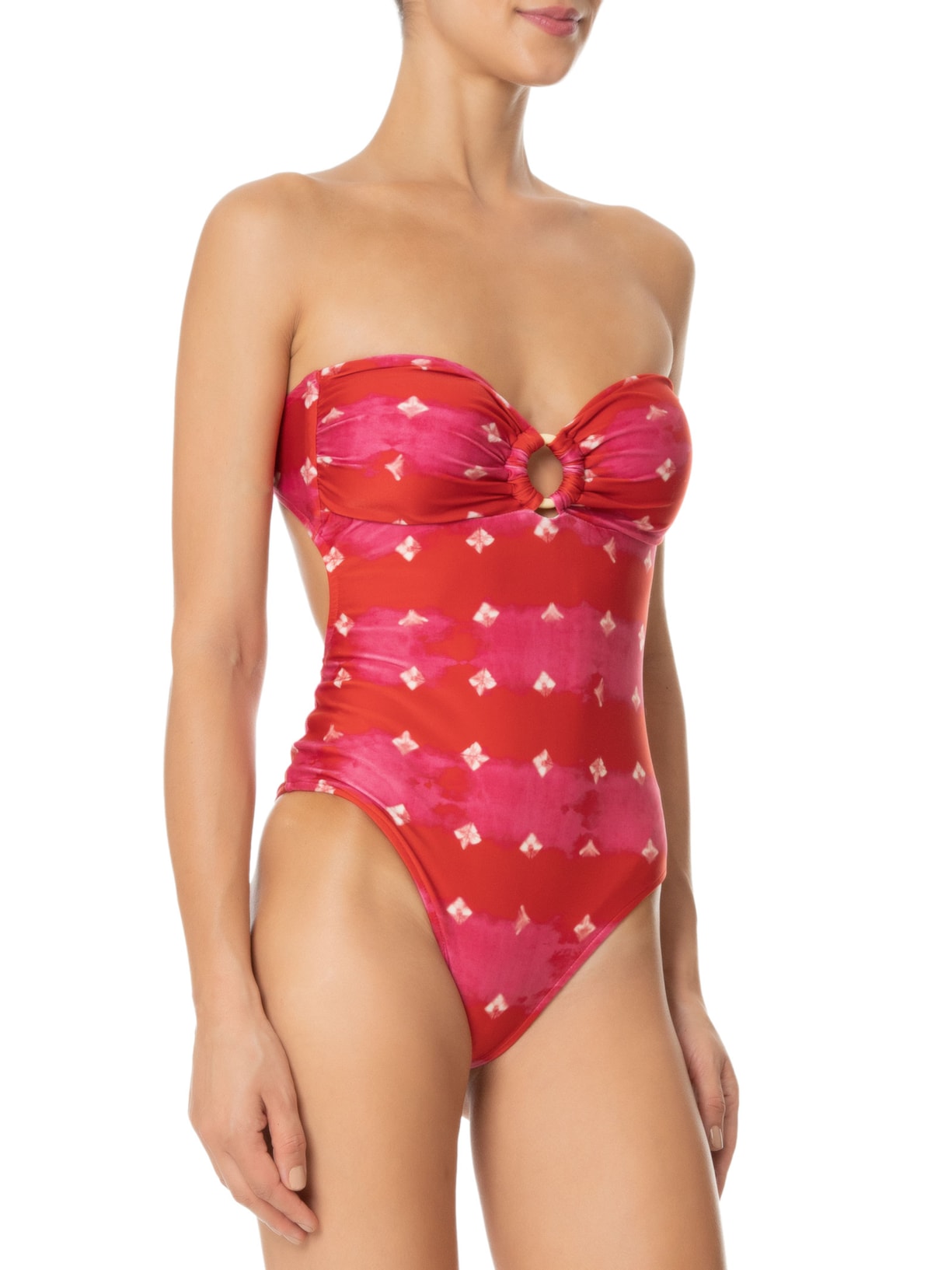 Maiô Sem Alça Estampa Ibiza Vermelho Maria Filó