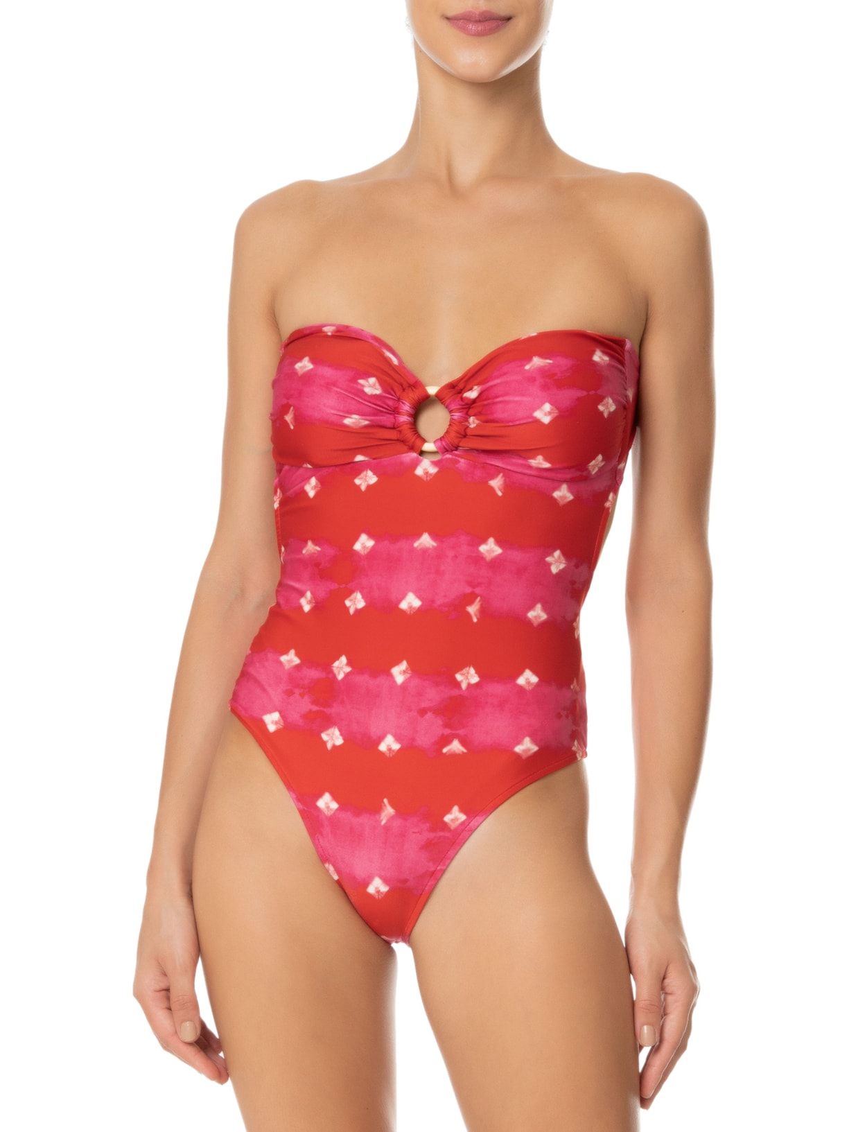 Maiô Sem Alça Estampa Ibiza Vermelho Maria Filó