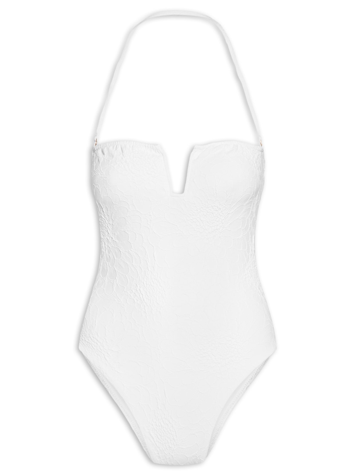 Maiô Sem Alça Textura Flor - Branco