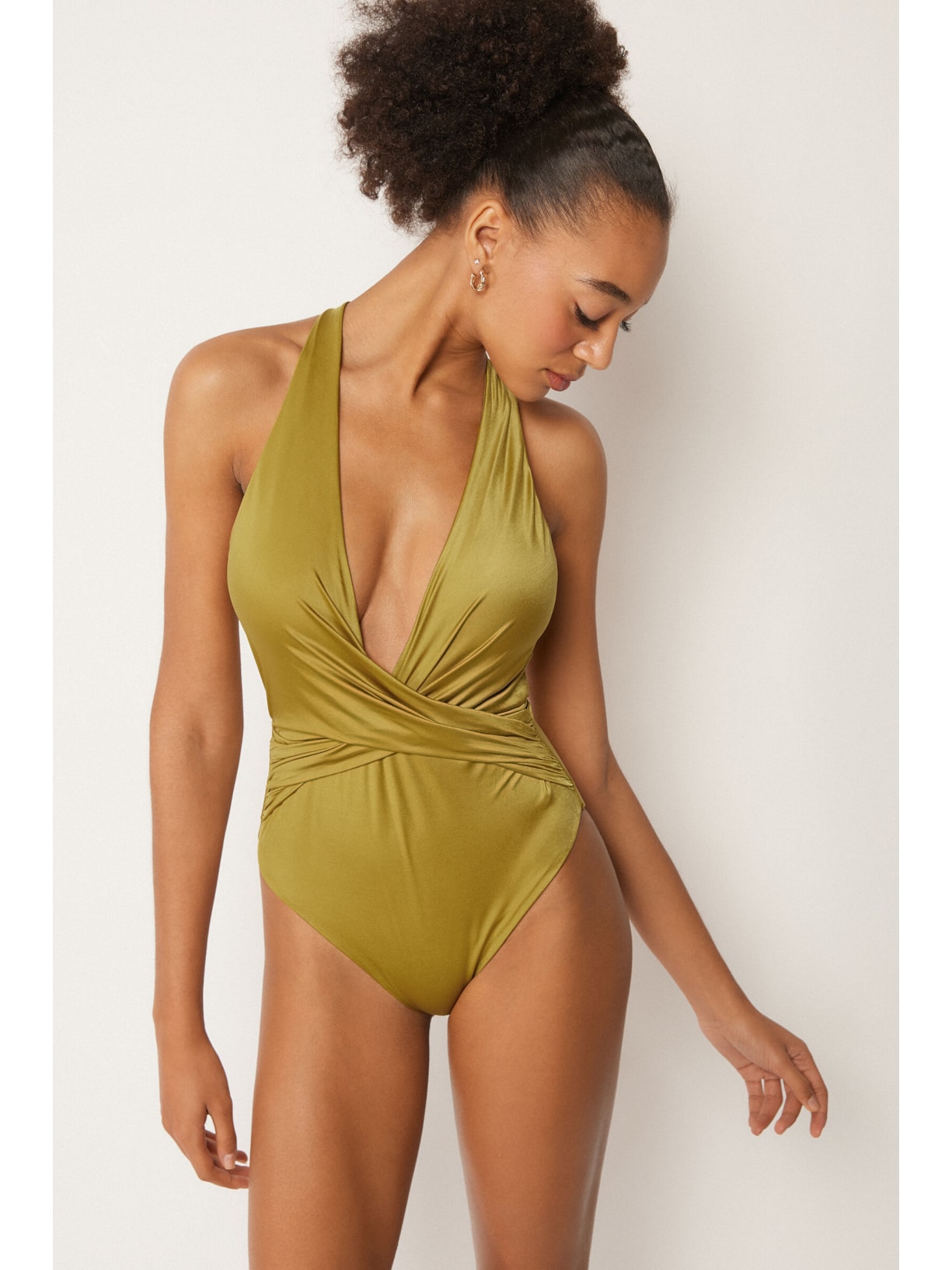 Maiô Shiny Satin Verde Calzedonia
