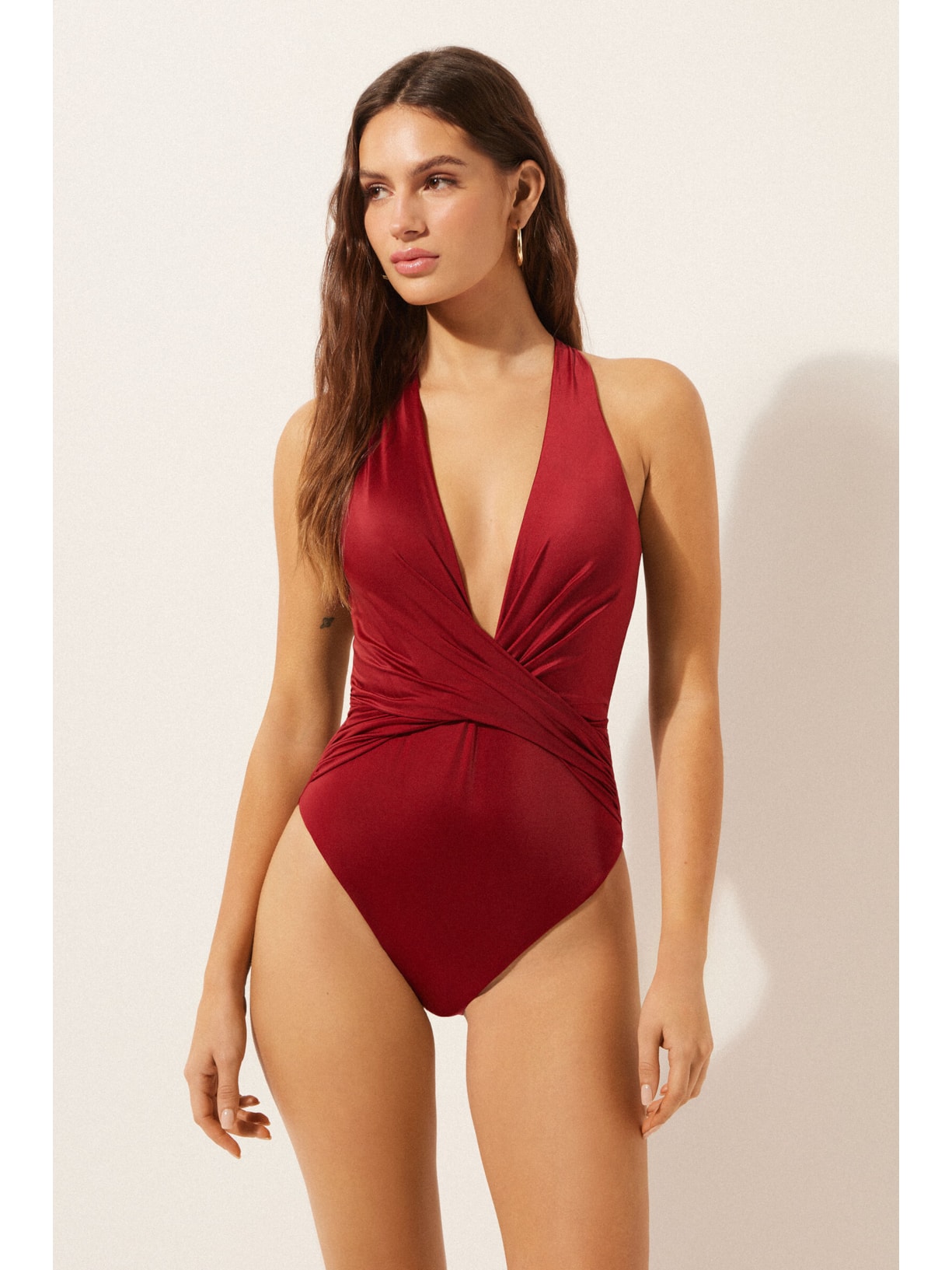 Maiô Shiny Satin Vermelho Calzedonia