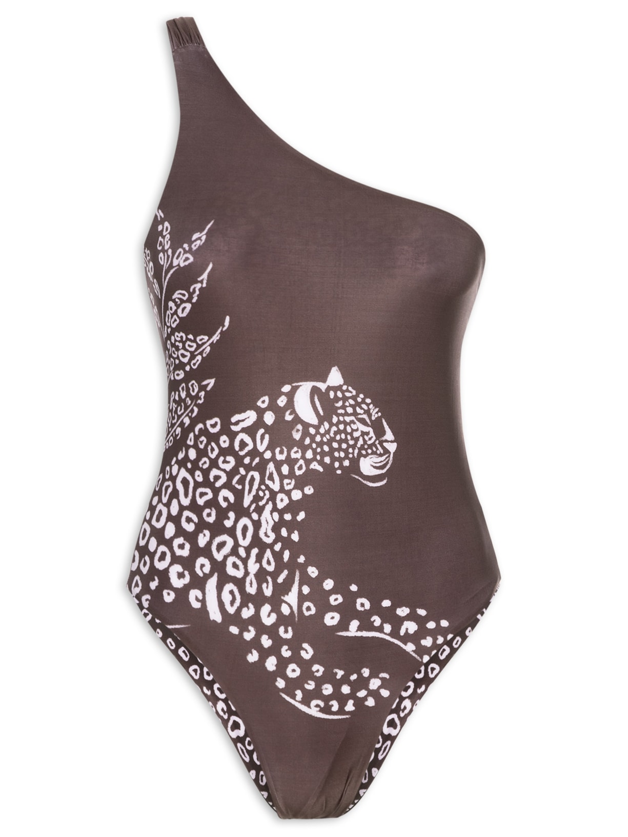 Maiô Um Ombro Só Dupla Face - Marrom