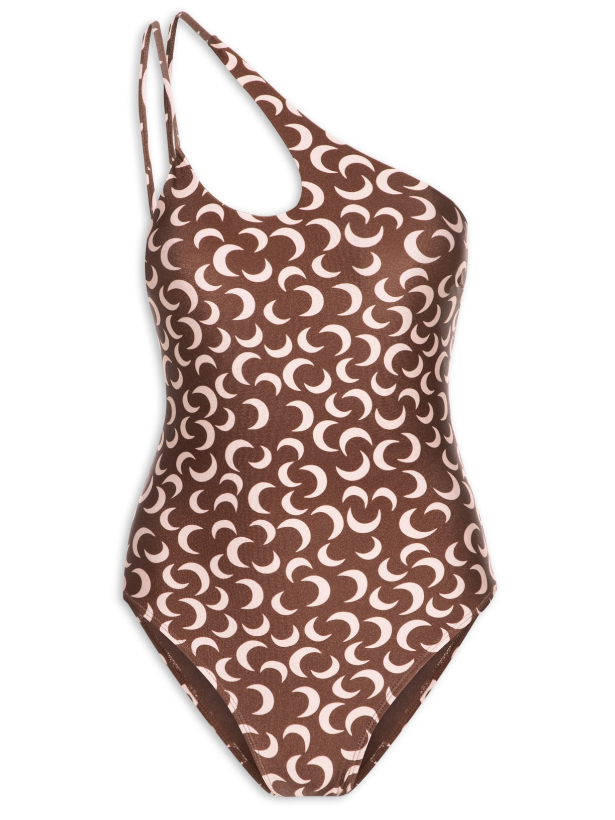 Maiô Um Ombro Só Estampado - Marrom