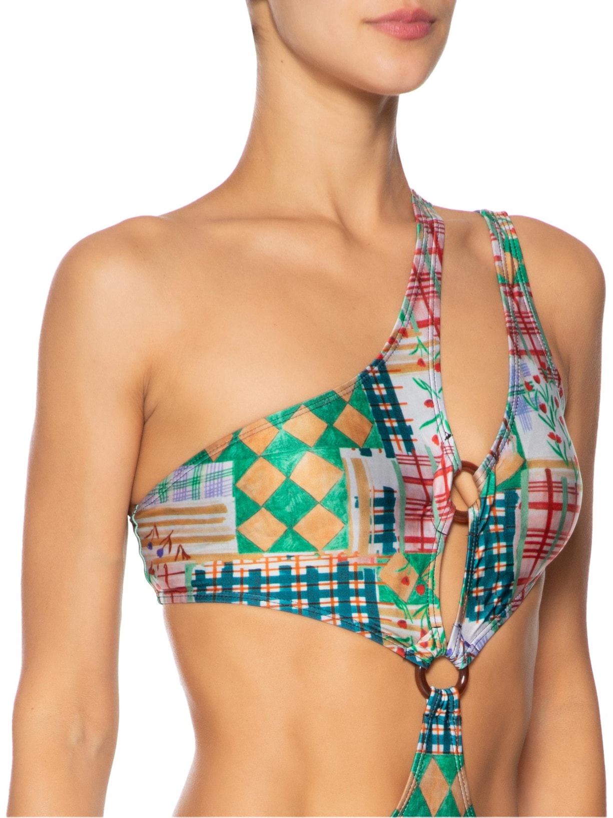 Maiô Um Ombro Só Estampado Verde Mktbeach