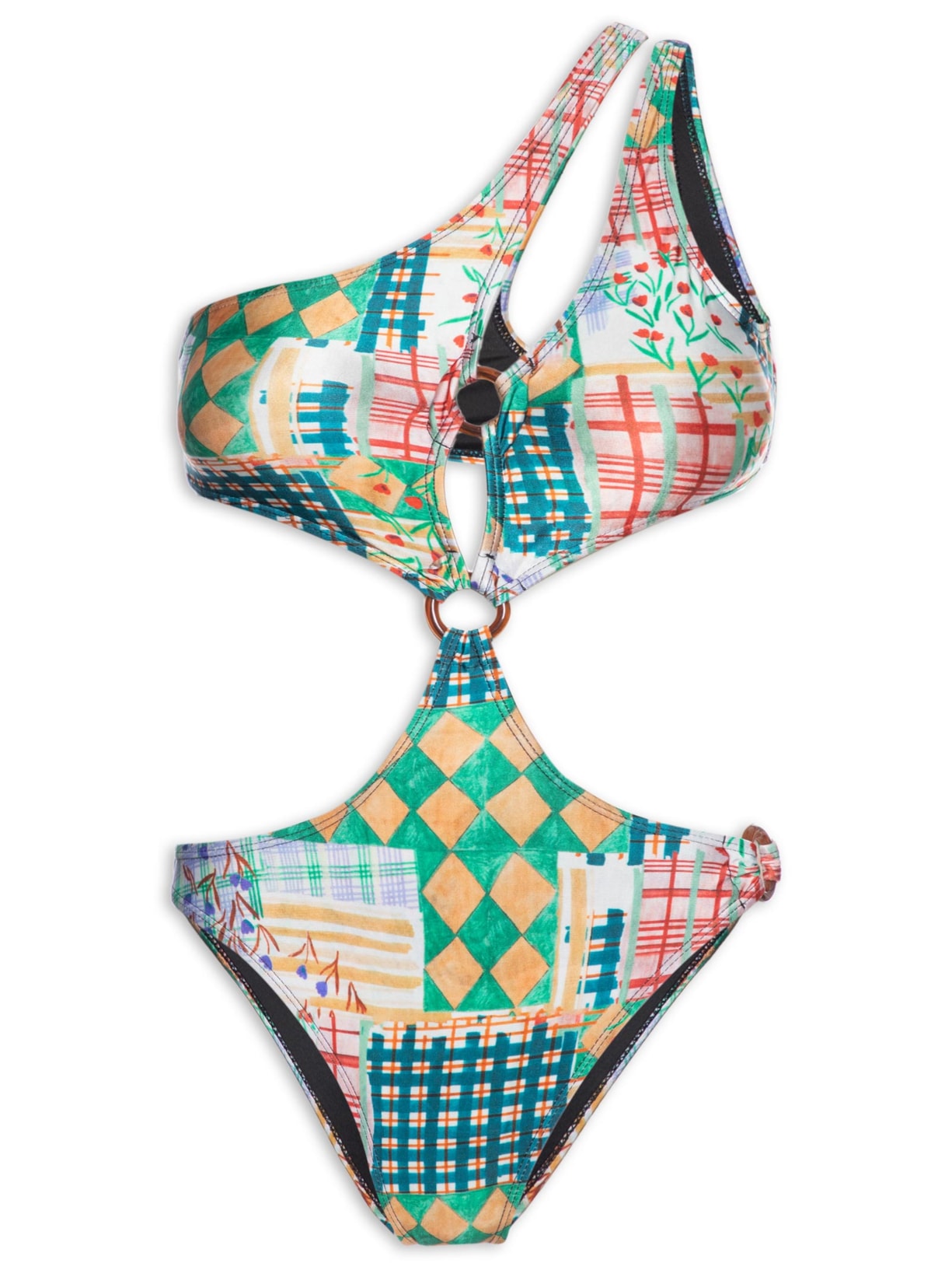 Maiô Um Ombro Só Estampado Verde Mktbeach