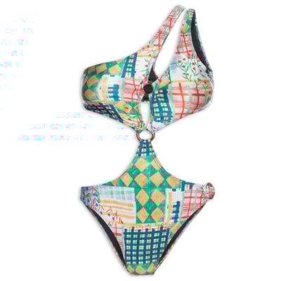 Maiô Um Ombro Só Estampado - Verde