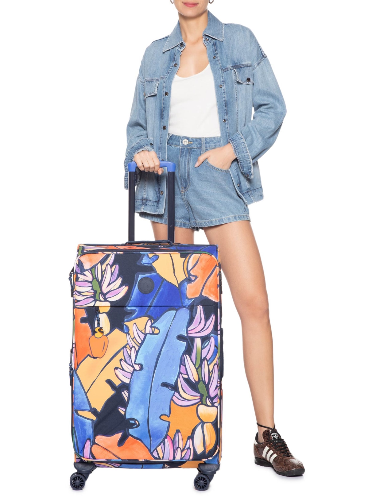 Mala Feminina  Me Leva G Banana Flora Azul Farm Etc