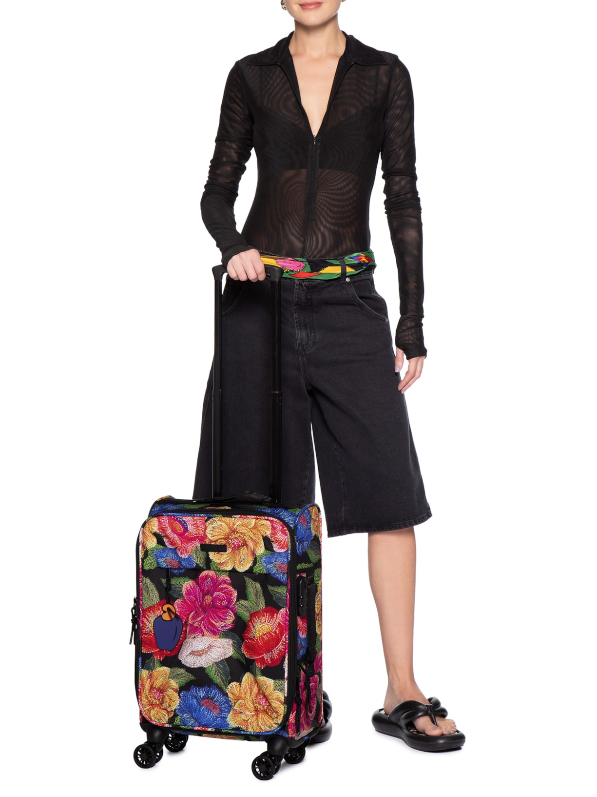 Mala Feminina Me Leva Pequena Floral Paraíso Preto Farm Etc