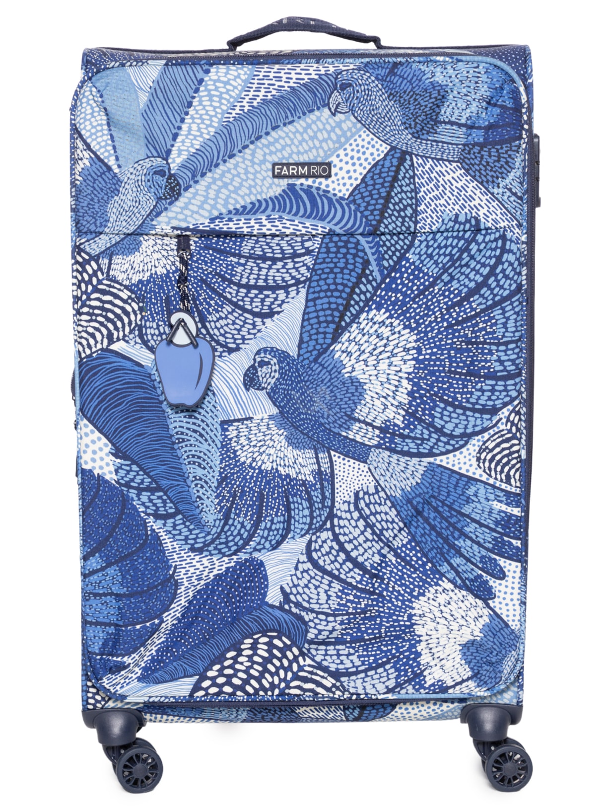 Mala Feminina Me Leva Tecido G Dotted Macaws - Azul
