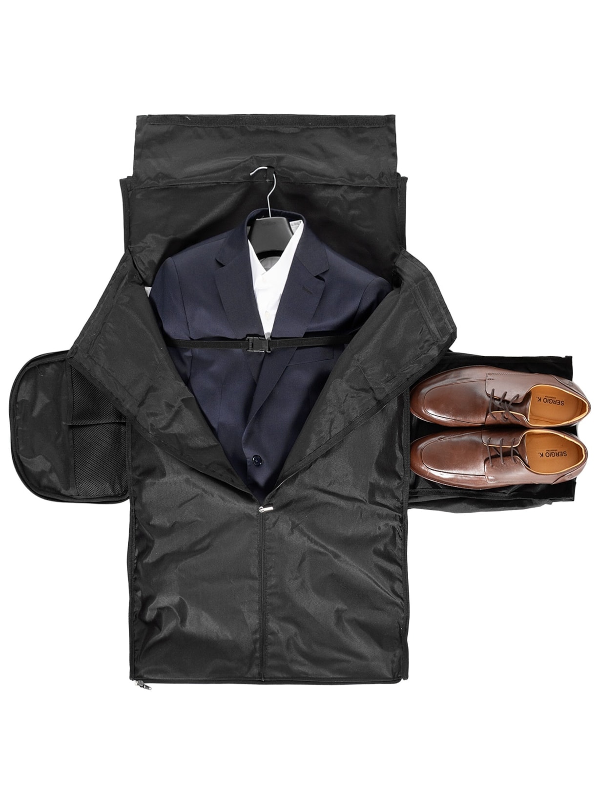 Mala Masculina Grande Porta Terno Em Couro Legítimo Preto '2 Essential