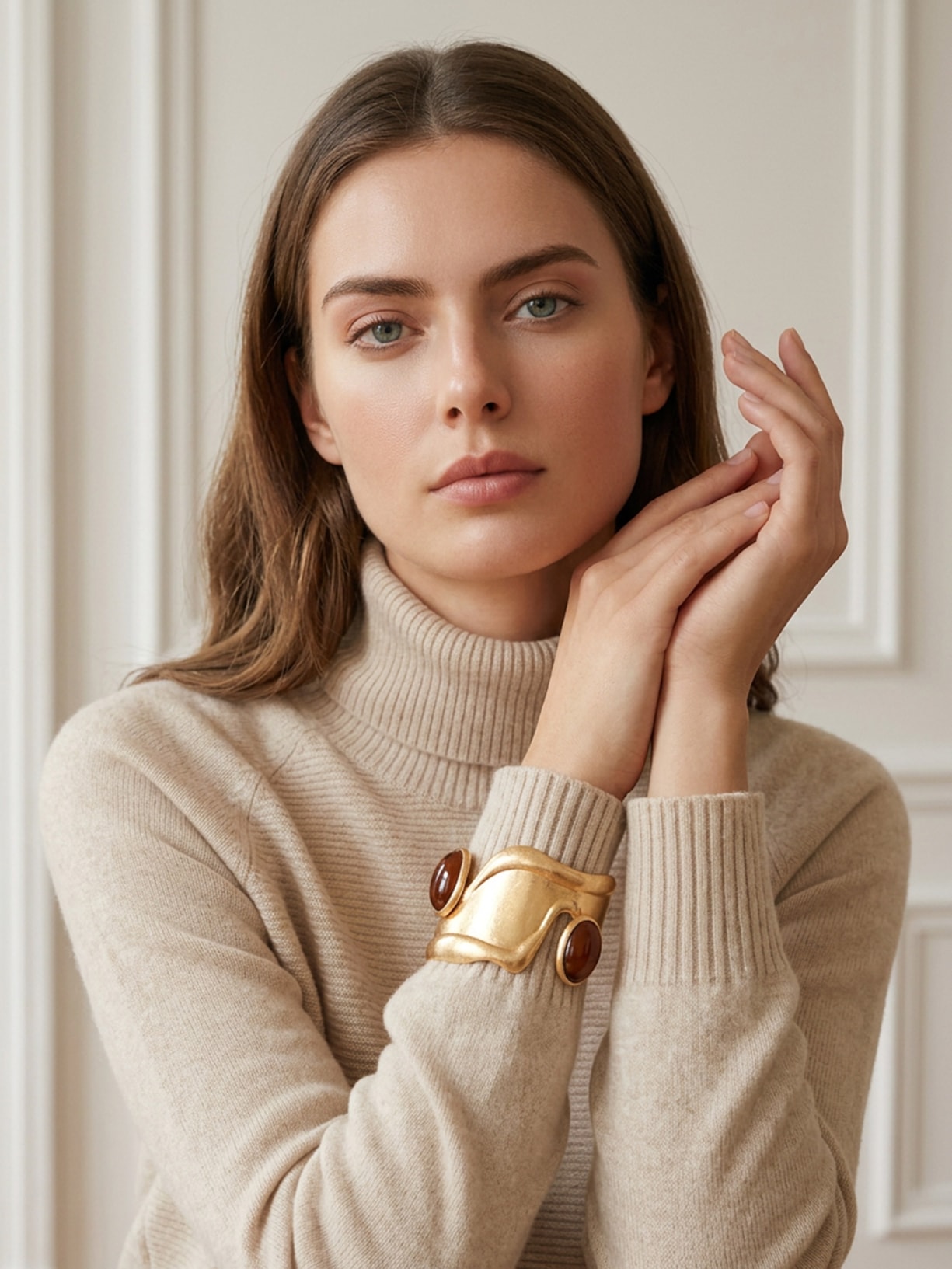 Maxi Bracelete Feminino Com Pedraria Dourado Market 33