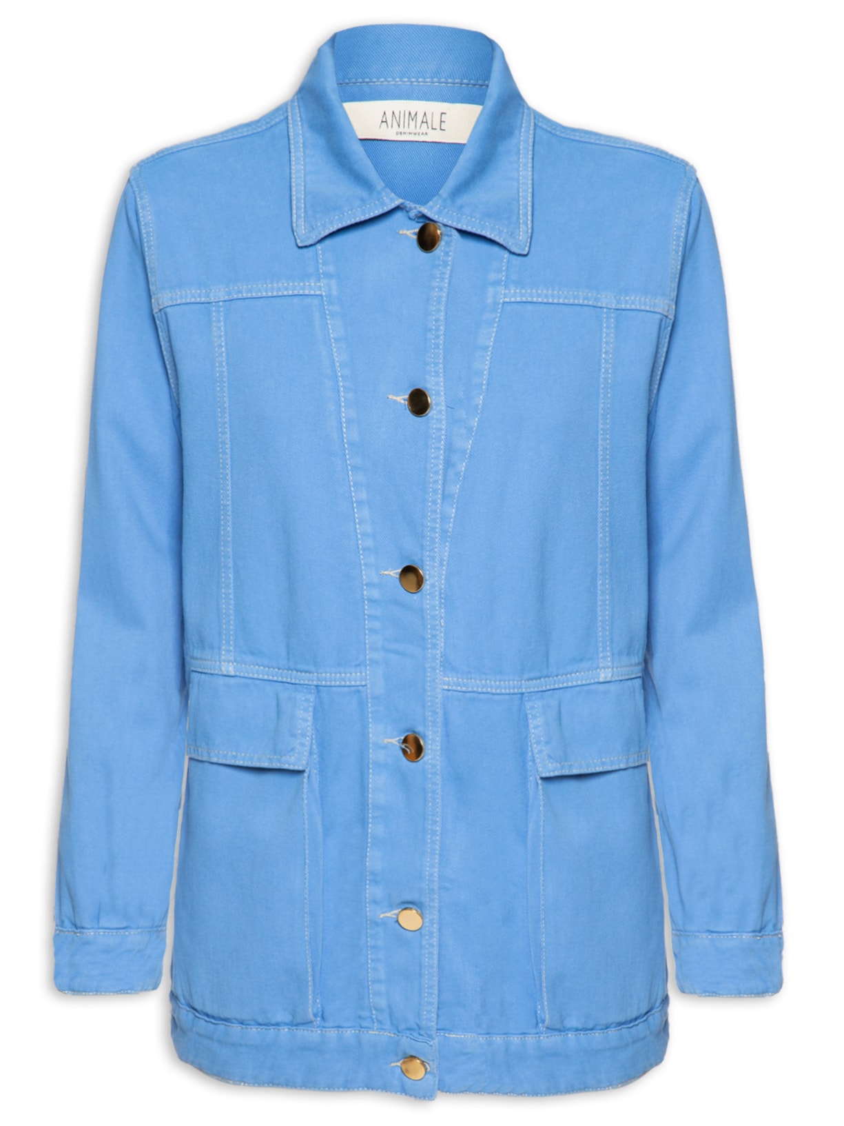 Maxi Jaqueta Feminina Botões - Azul