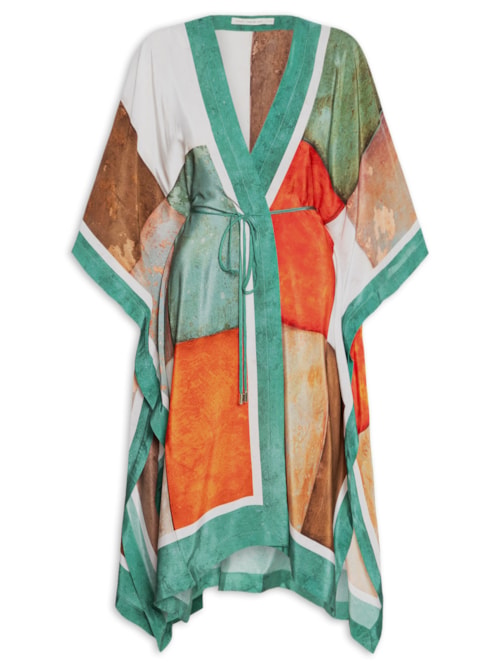 Maxi Kimono Feminino Seda - Verde