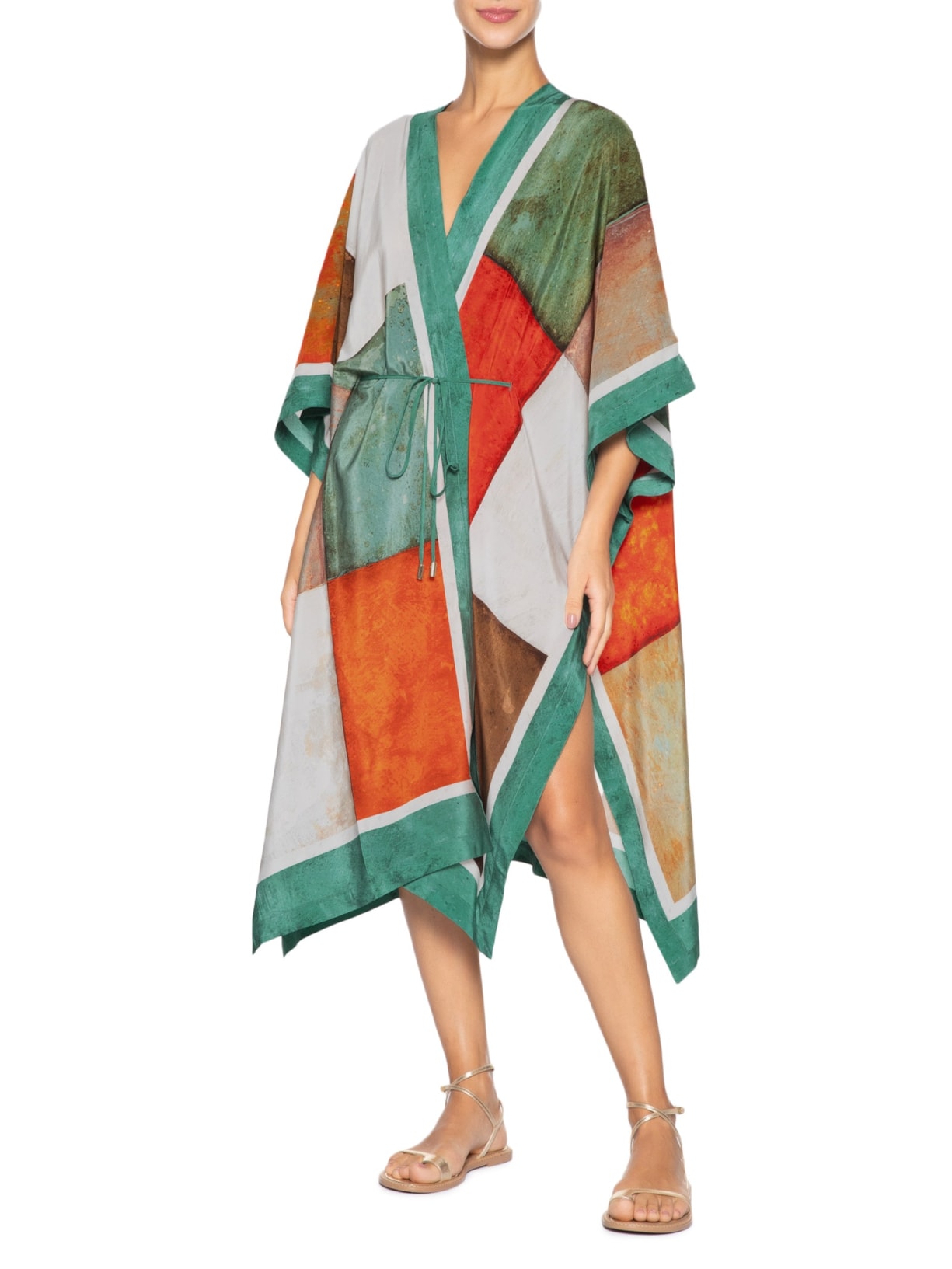 Maxi Kimono Feminino Seda Verde Lenny Niemeyer