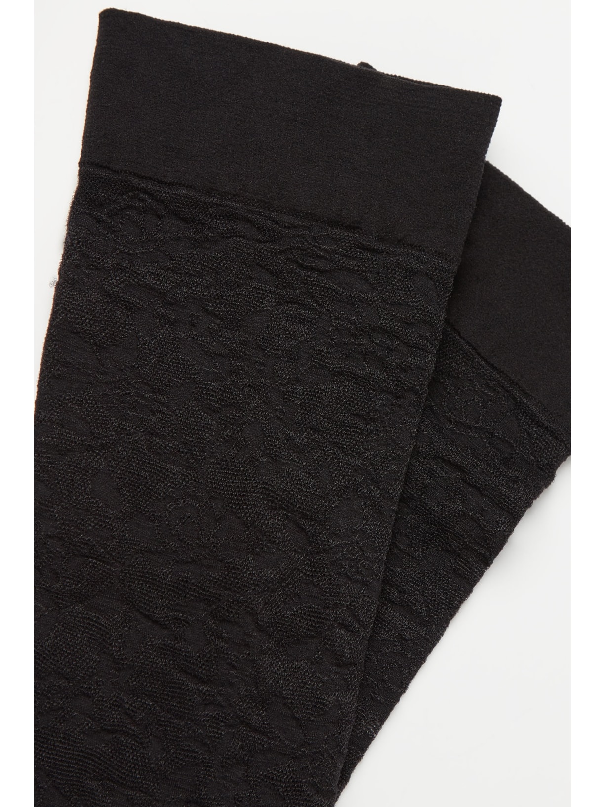Meia 3/4 Em Tule Com Renda Floral Preto Calzedonia