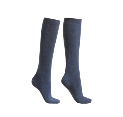 Meia Alta Com Cashmere - Azul