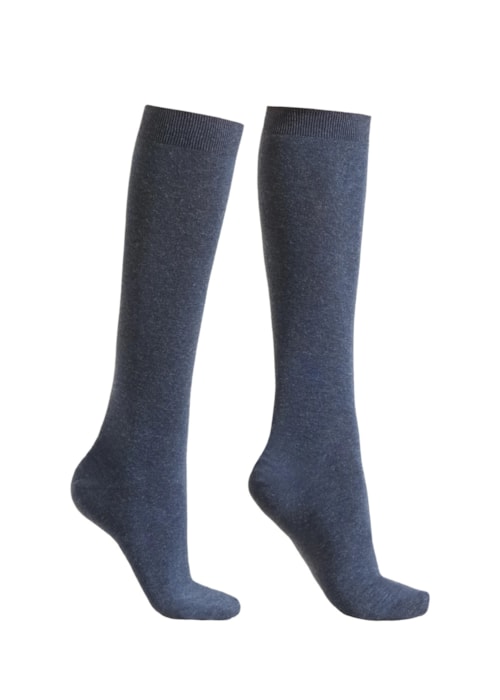Meia Alta Com Cashmere - Azul