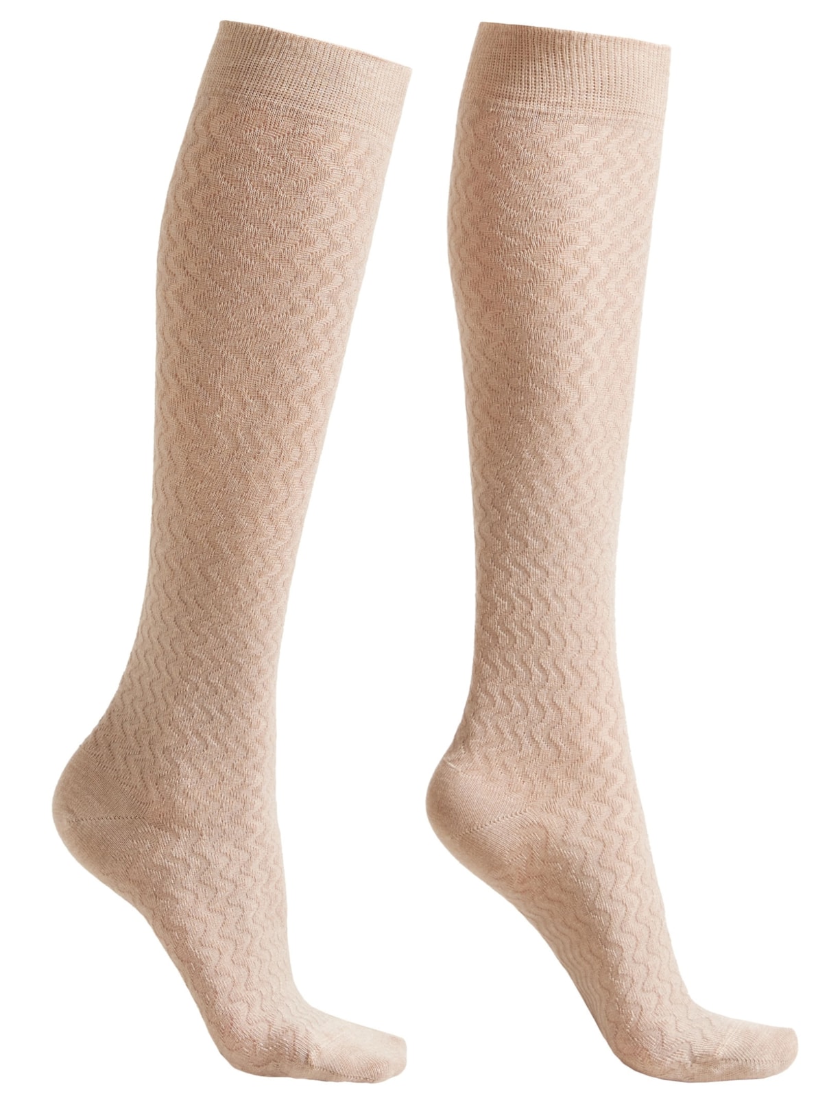 Meia Alta Com Cashmere - Bege