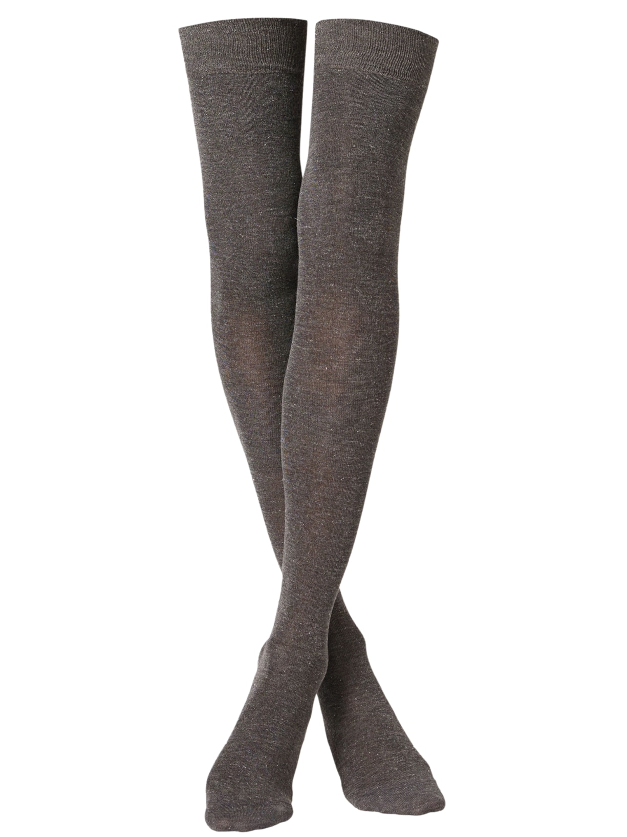 Meia Alta Com Cashmere e Glitter - Cinza