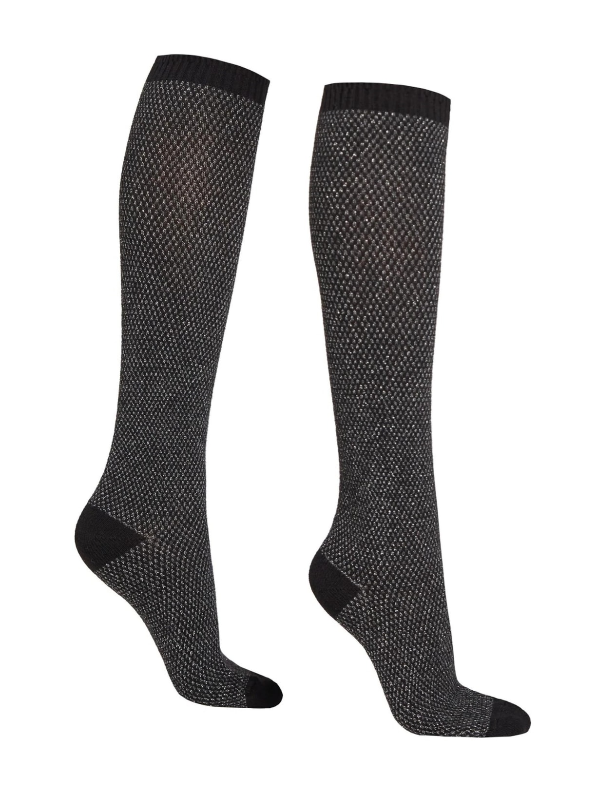 Meia Alta Com Cashmere e Glitter - Preto